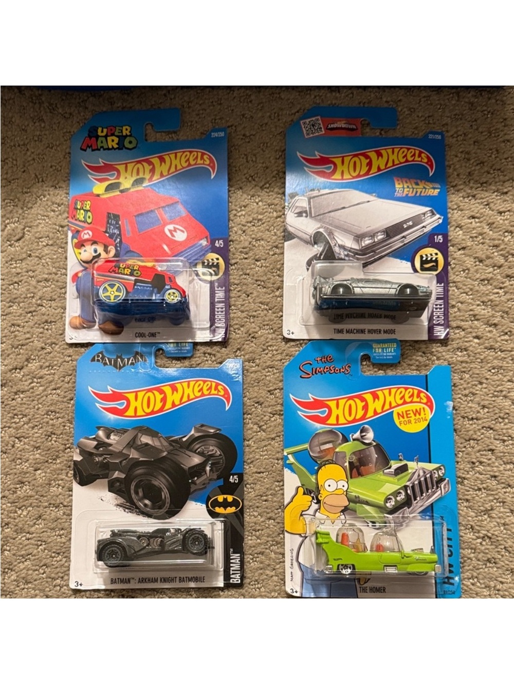 Hot Wheels Simpsons Batman, back to the future in Mario